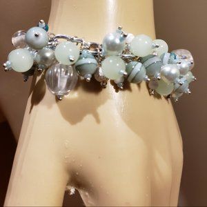 Blue beaded handmade charm bracelet